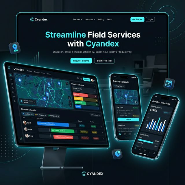 Cyandex Dispatch Dashboard and Mobile App Mockup